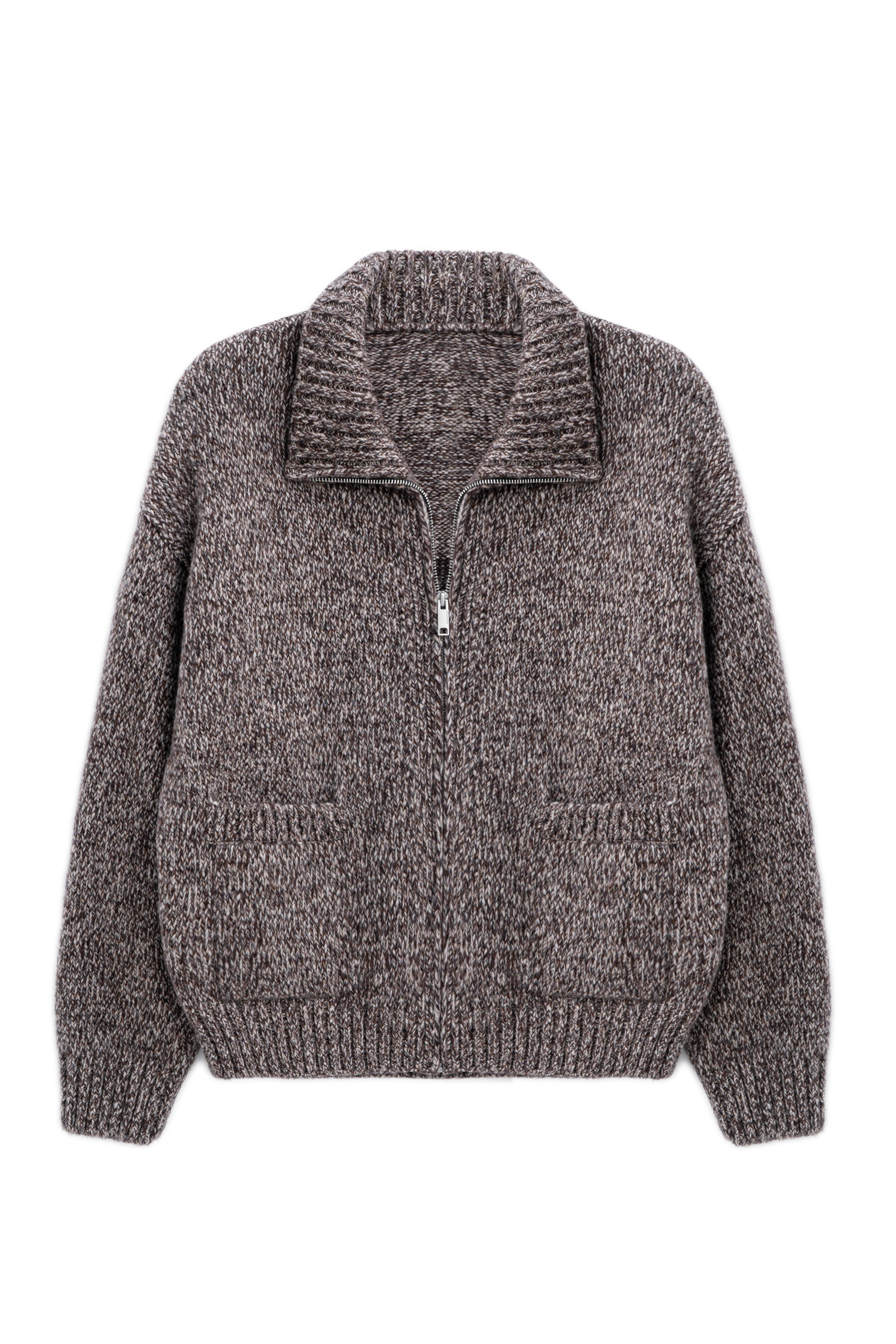 Меланжевый бомбер из шерсти мериноса экстрафайн