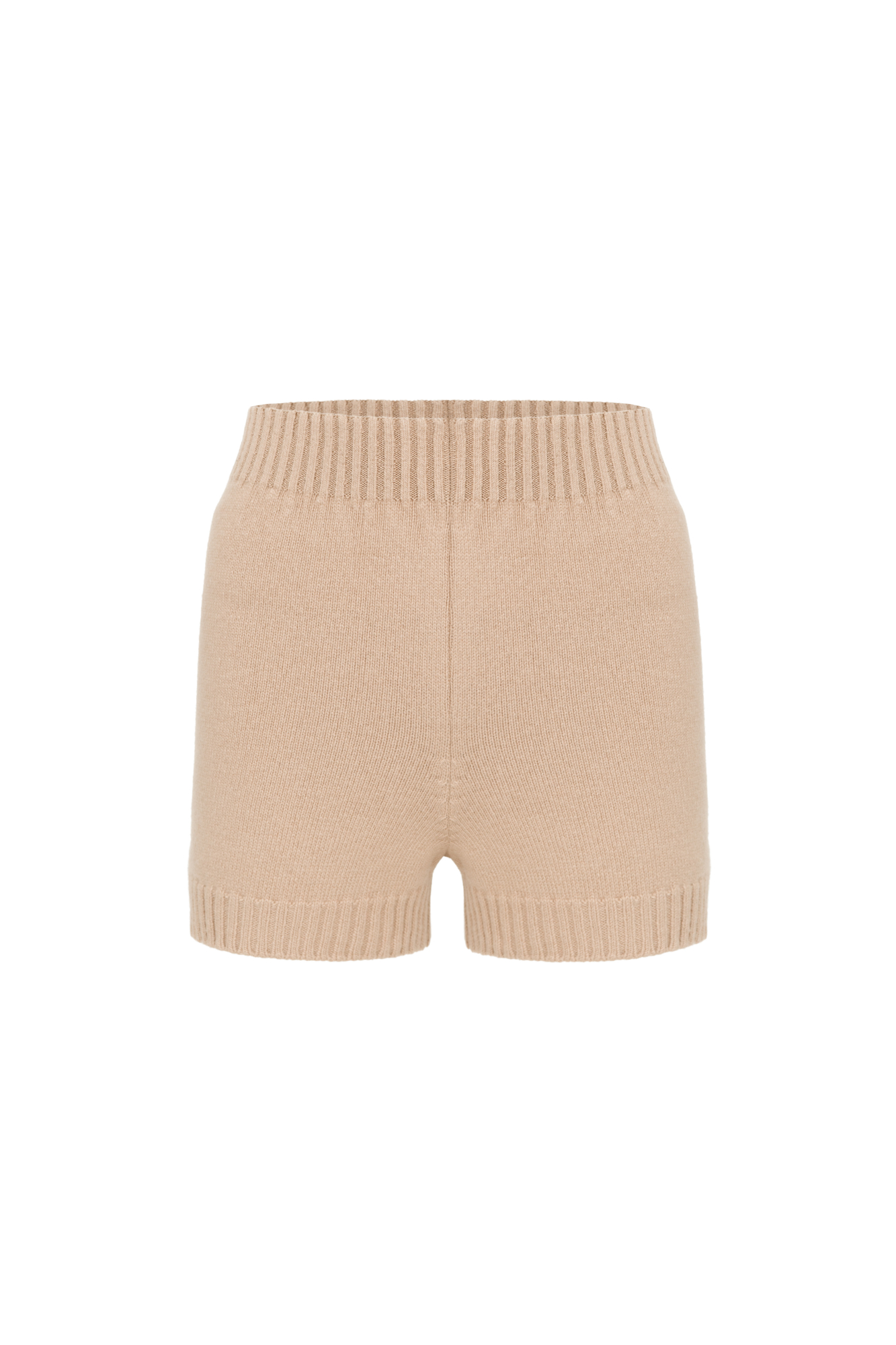 Короткие шорты с высокой посадкой из кашемира, шерсти и вискозы. Модель свободного силуэта с эластичным поясом в рубчик.