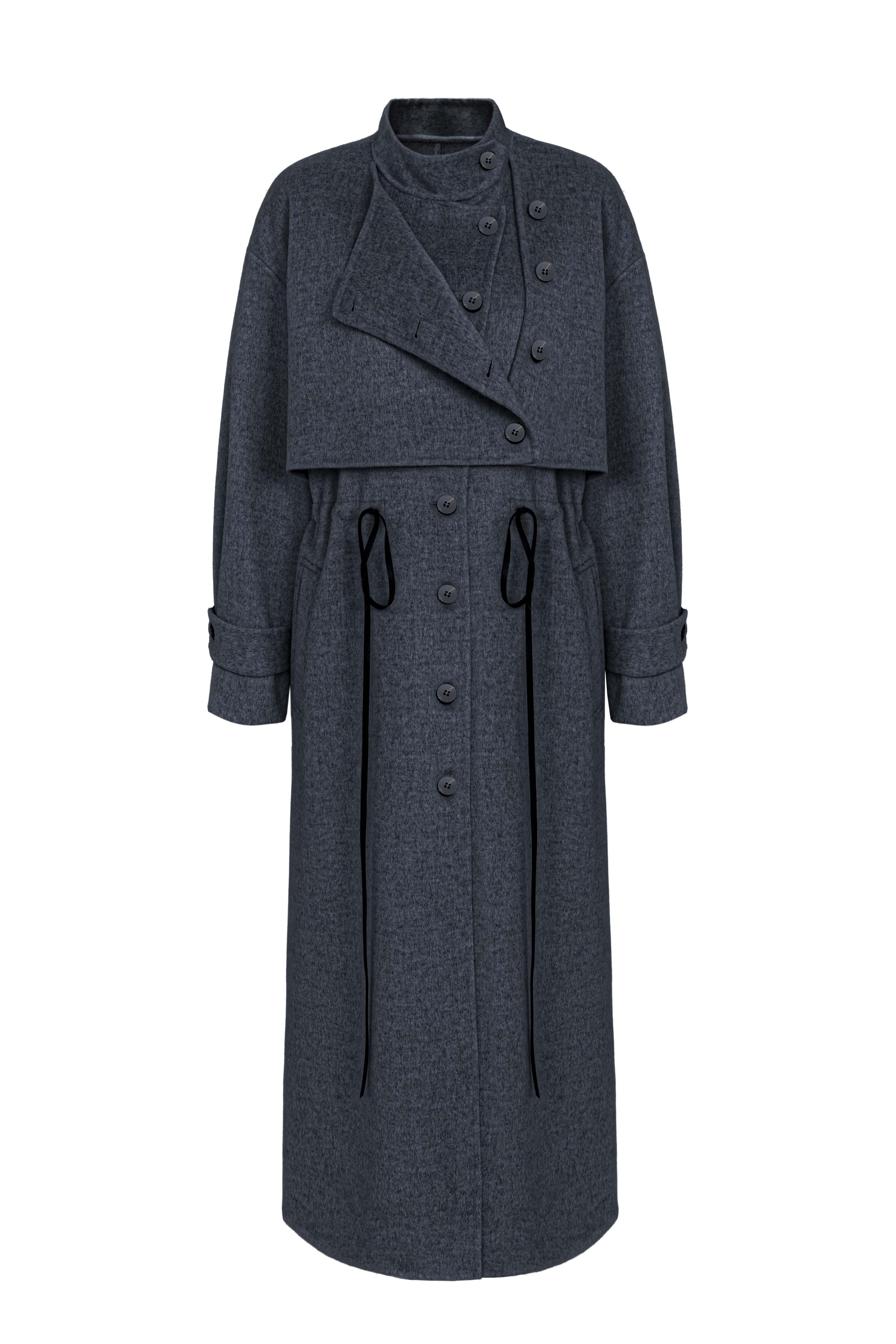 Однобортное пальто с кокеткой