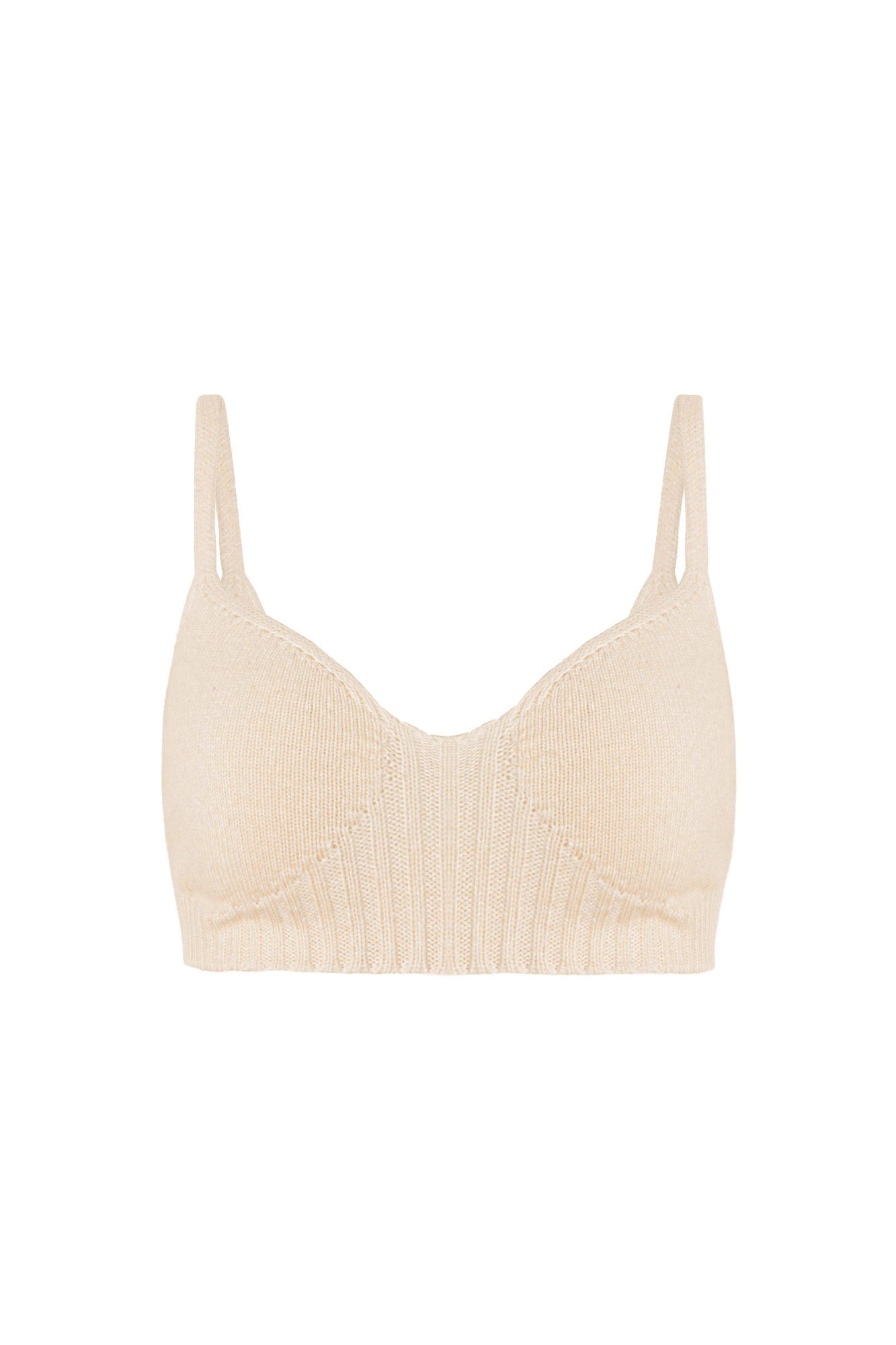 Трикотажный топ из шерсти, с добавлением вискозы и кашемира. Модель на тонких бретелях, с вырезанным лифом.