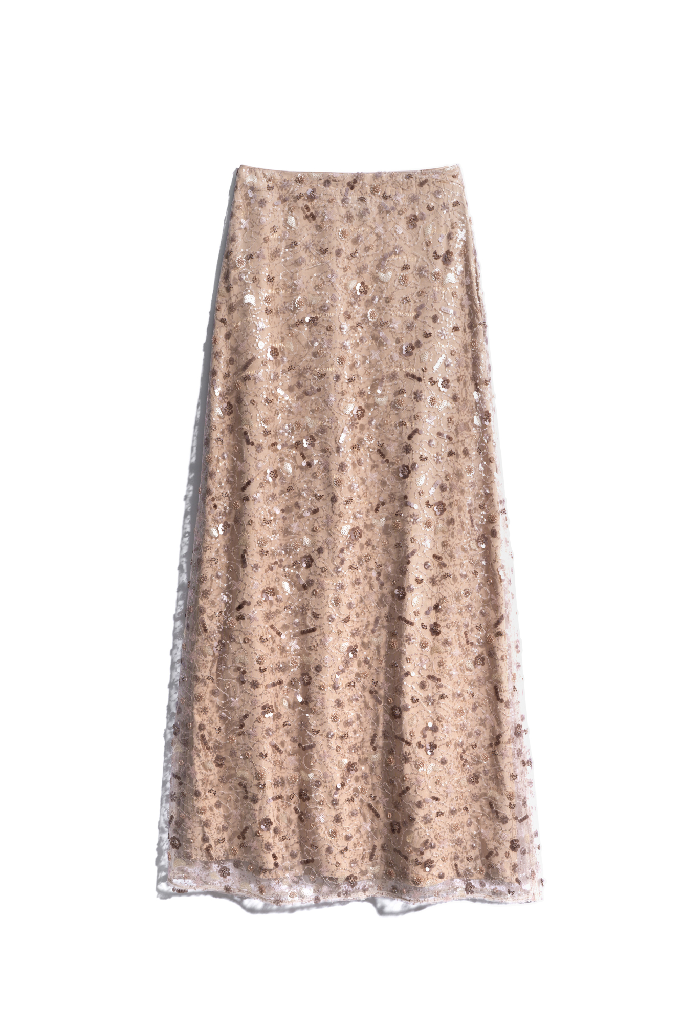Юбка длины макси, расшитая пайетками и бисером. Застежка на потайную молнию. Изделие на подкладке.