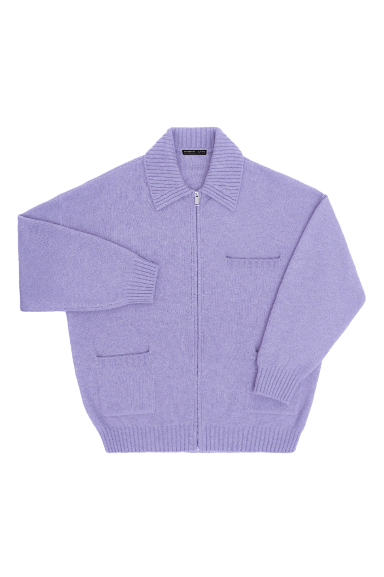 Трикотажный бомбер из шерсти с добавлением мохера. Модель свободного силуэта&nbsp;&nbsp;со спущенной линией плеча, отложным воротником и накладными карманами. Застежка на молнию. Изделие без подкладки.