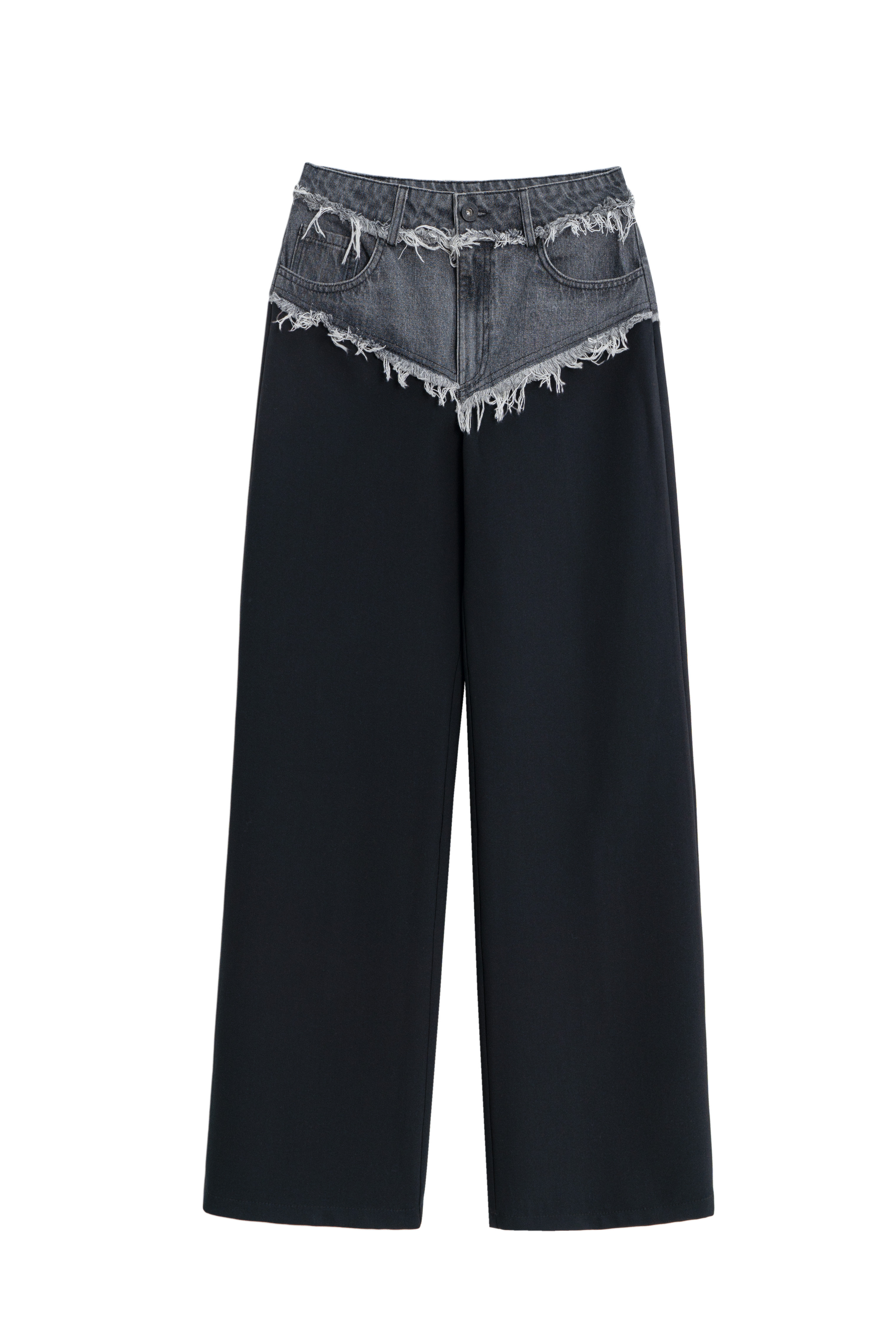 Брюки со вставкой из джинсы 