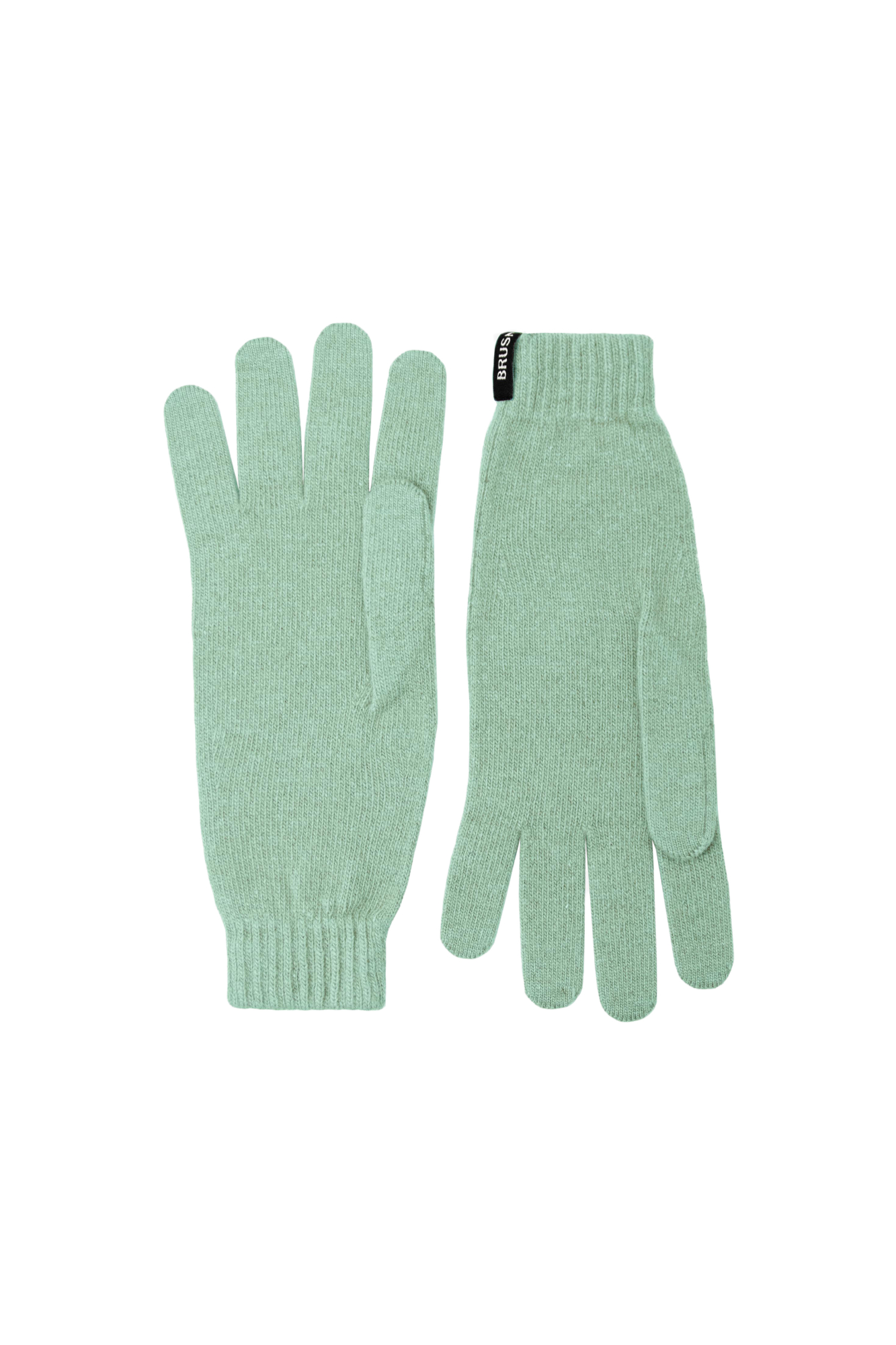 Перчатки из шерсти и кашемира. Изделие декорировано узкими манжетами и брендированной биркой.