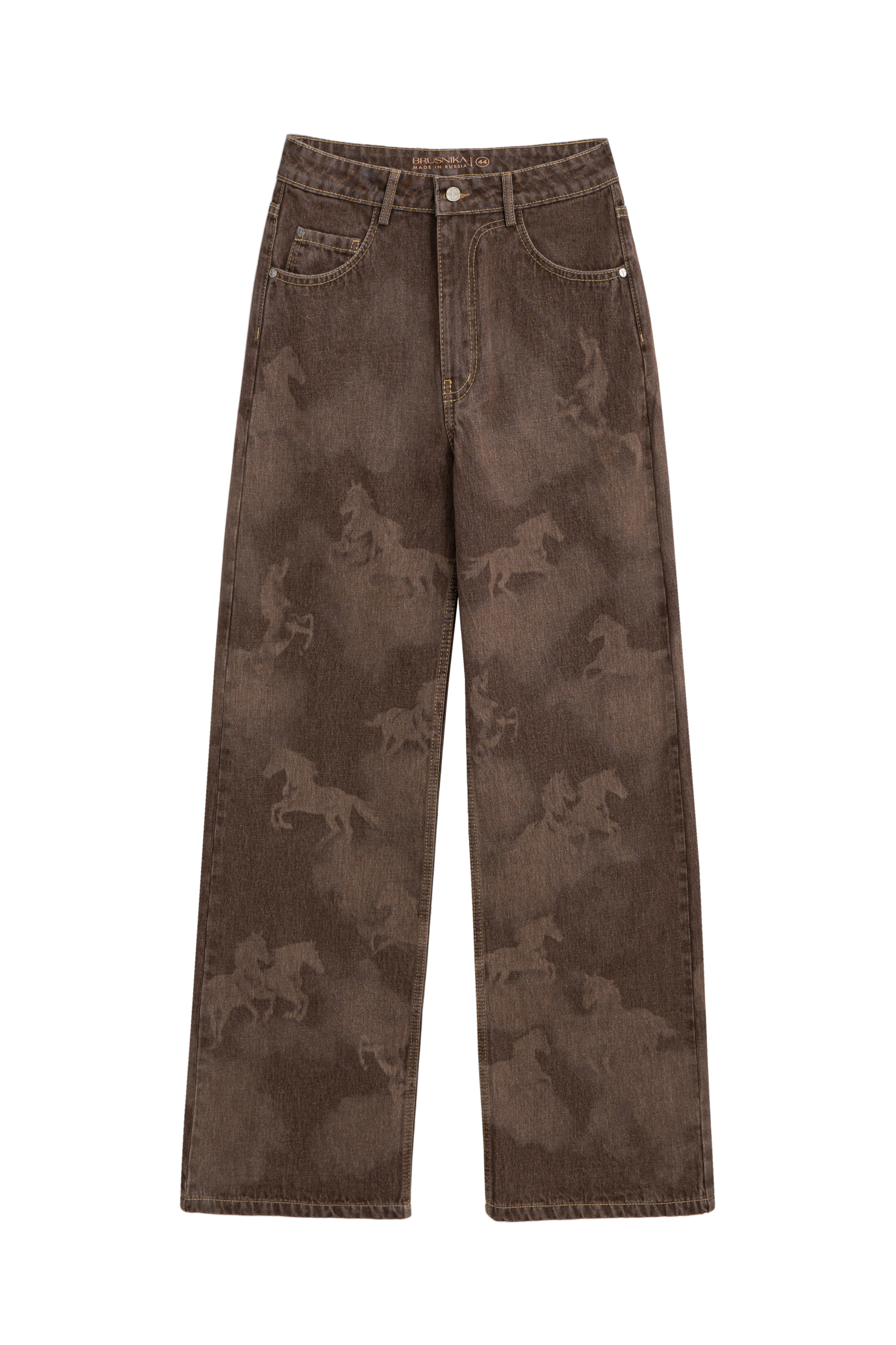 Джинсы с принтом в виде лошадей