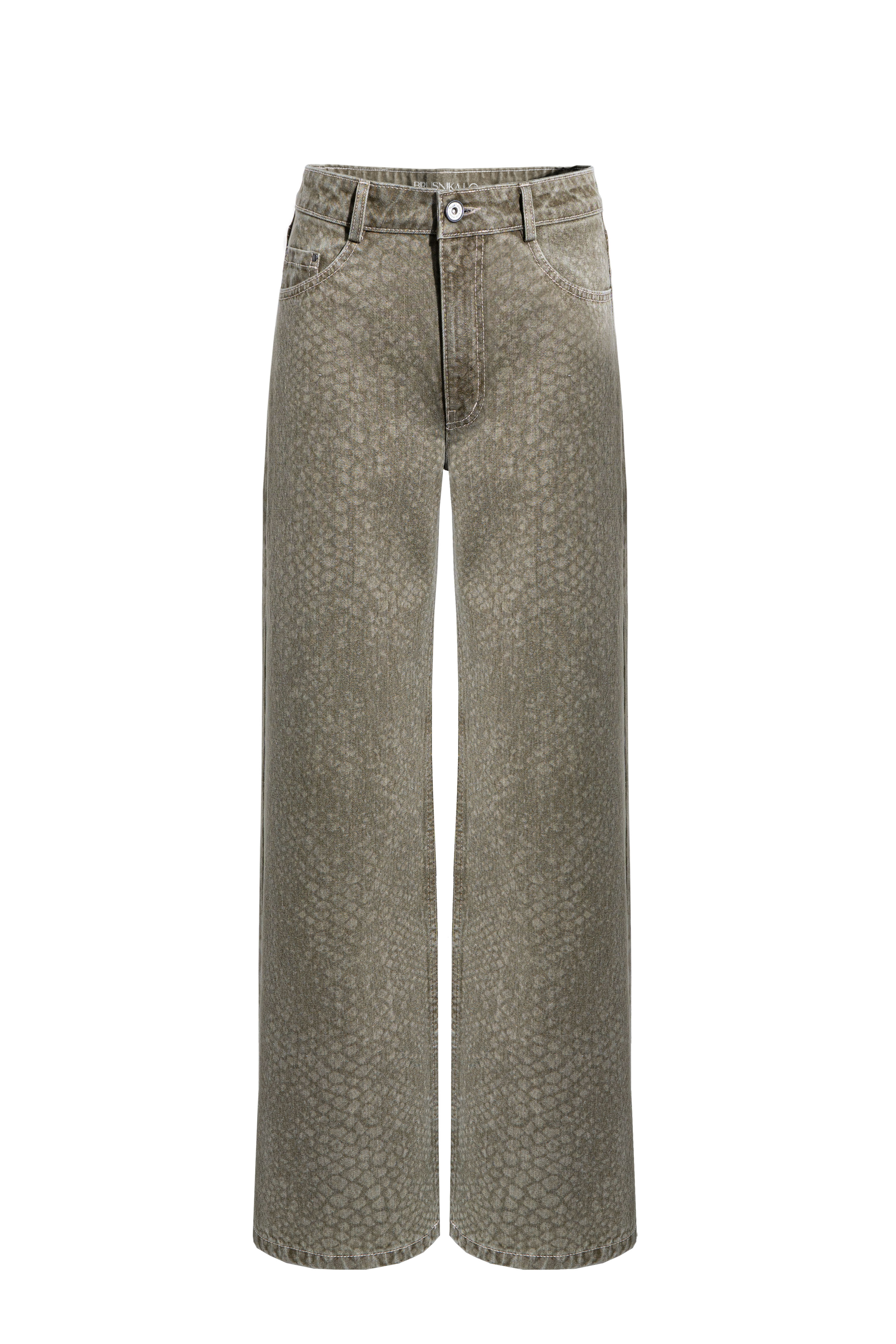 Джинсы с принтом змеиной чешуи