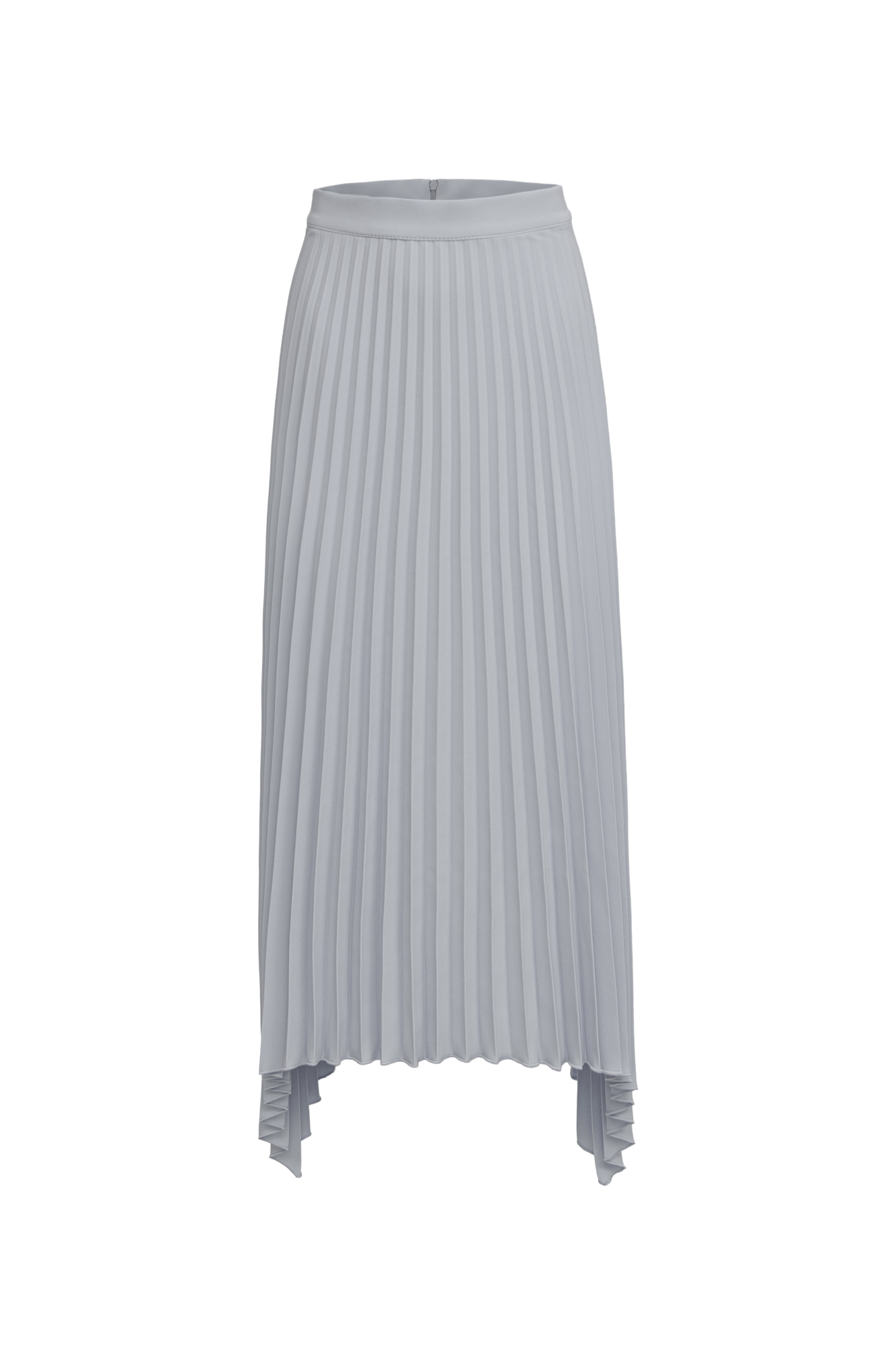 Юбка плиссе с асимметричным низом. Модель приталенного силуэта с застежкой на молнию.
