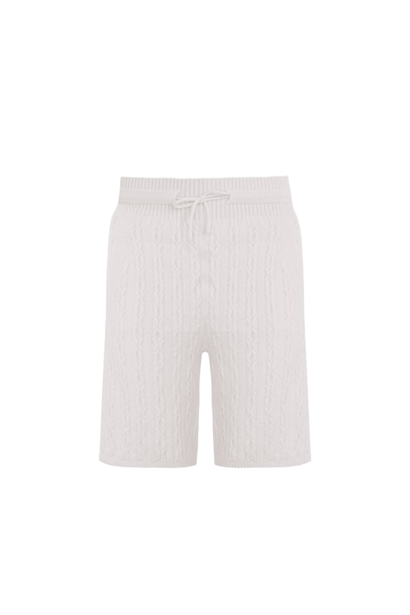 Свободные трикотажные шорты из кашемира и шерсти. Модель с широким эластичным поясом на кулискке и боковыми карманами.