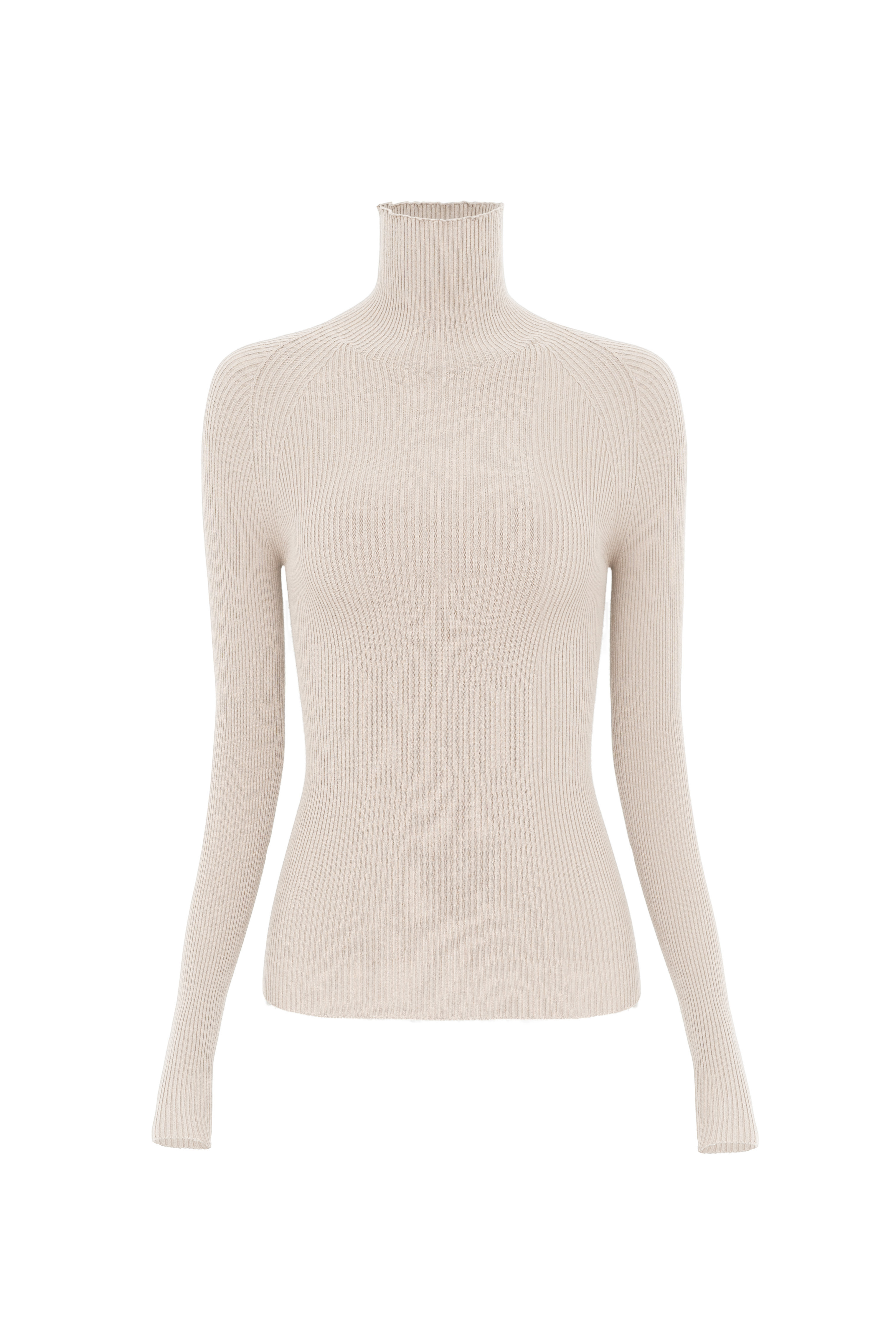 Цельновязаная водолазка в рубчик