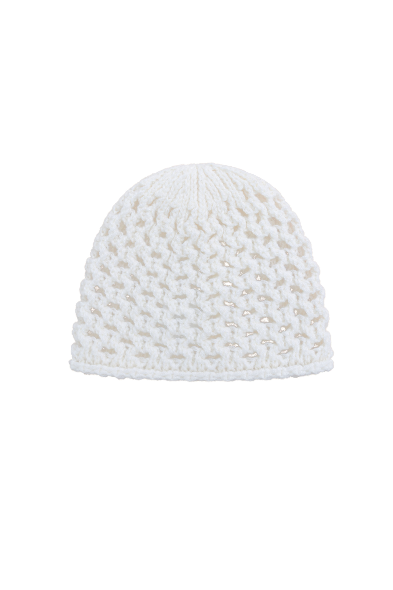 Трикотажная шапка из шерсти. Модель выполнена ажурным переплетением с отворотом.