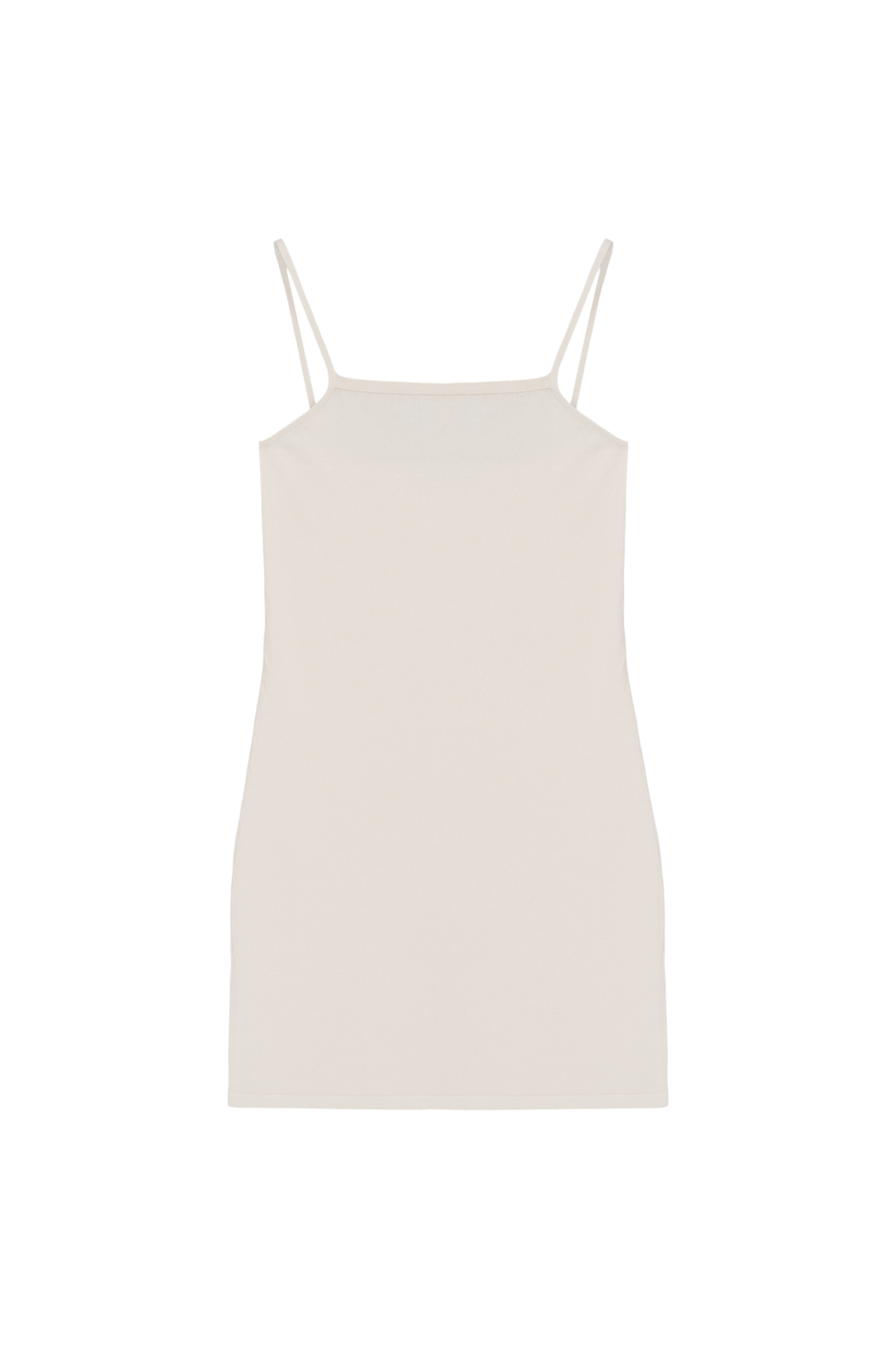 Трикотажное платье-комбинация из вискозы на тонких бретелях.