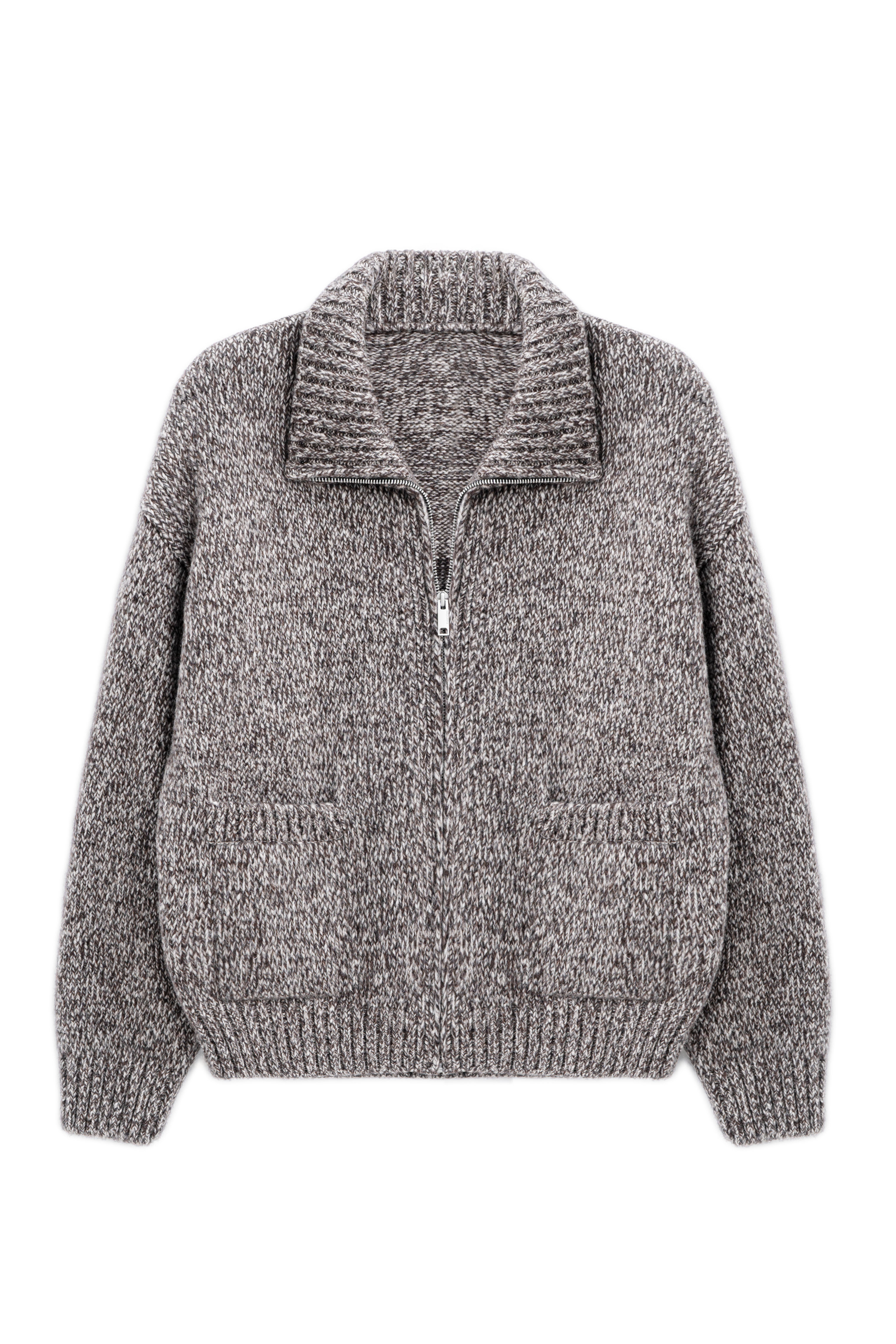 Меланжевый бомбер из шерсти мериноса экстрафайн