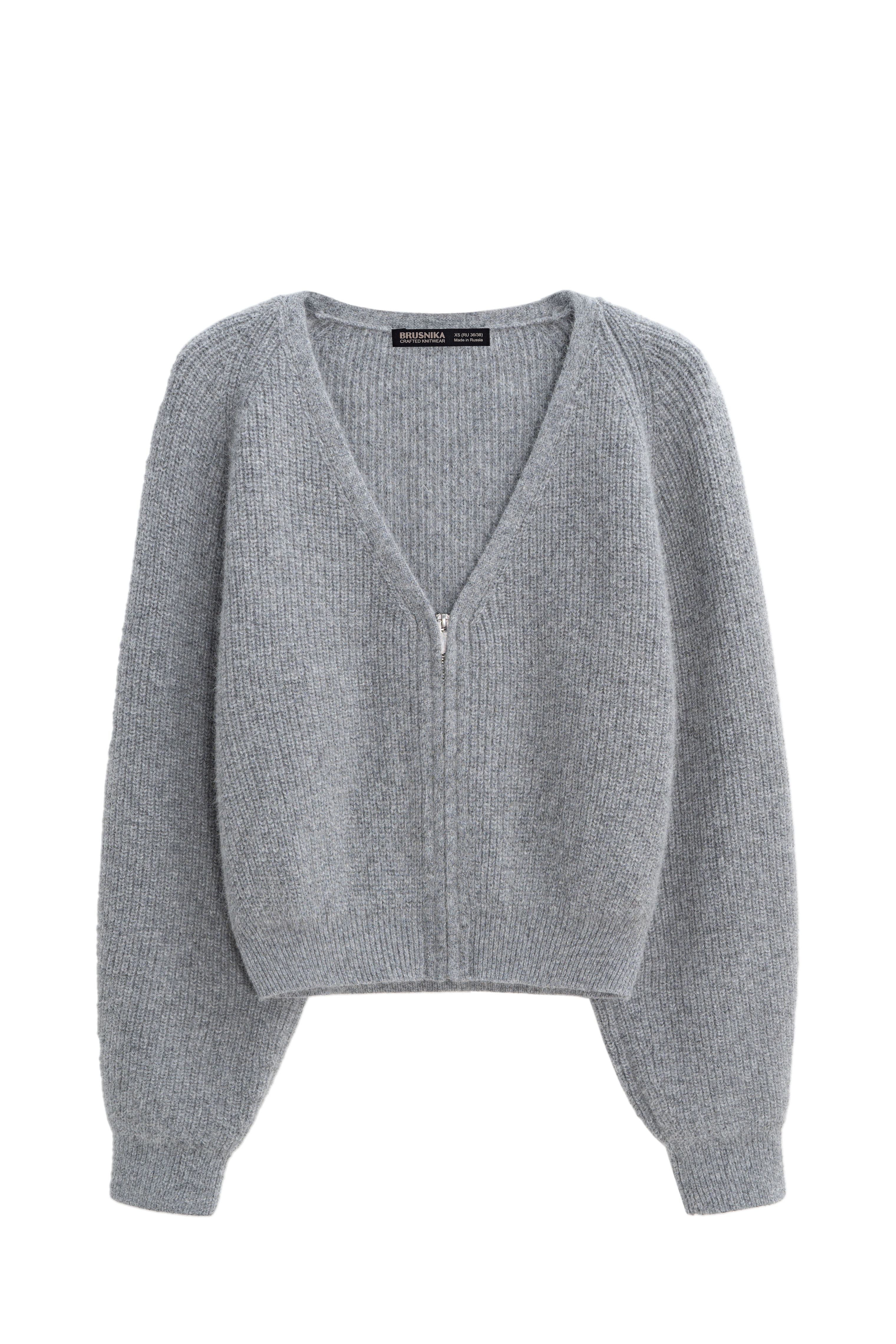 Кардиган на молнии с пухом лисы 