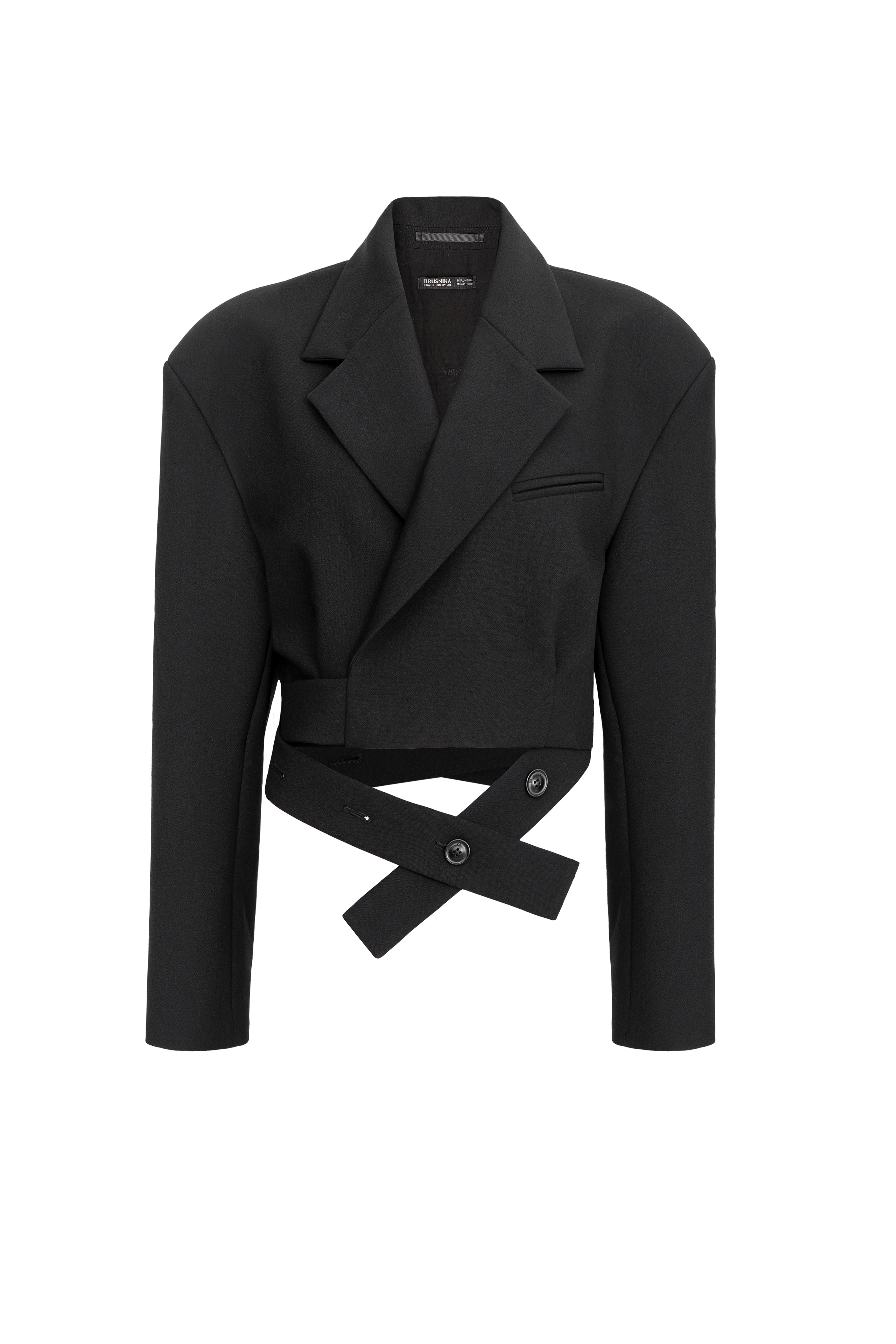 Укороченный жакет на запах с поясом