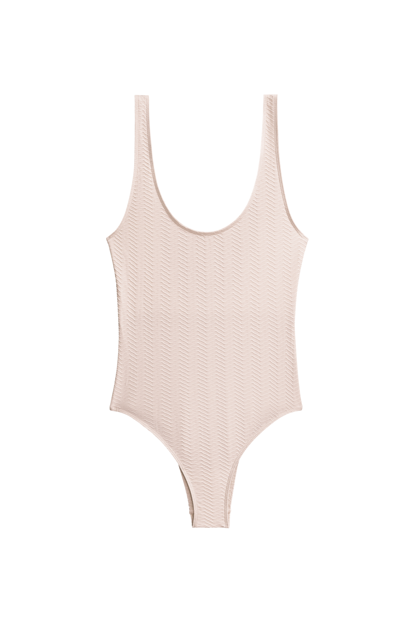 Классический слитный купальник на тонких бретельках, U-образным вырезом и глубоким вырезом на спине.