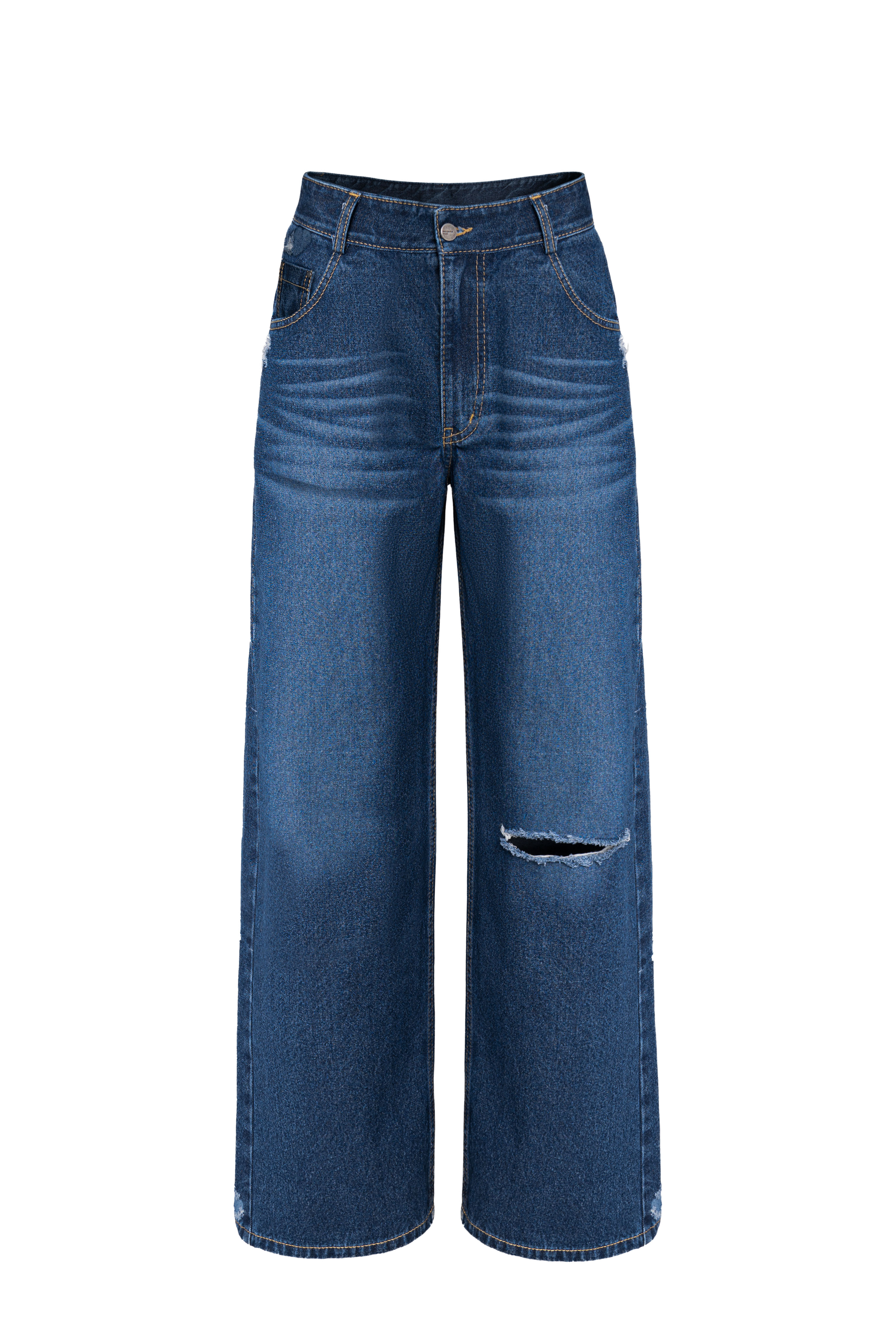 Прямые джинсы с принтом в виде сердечек