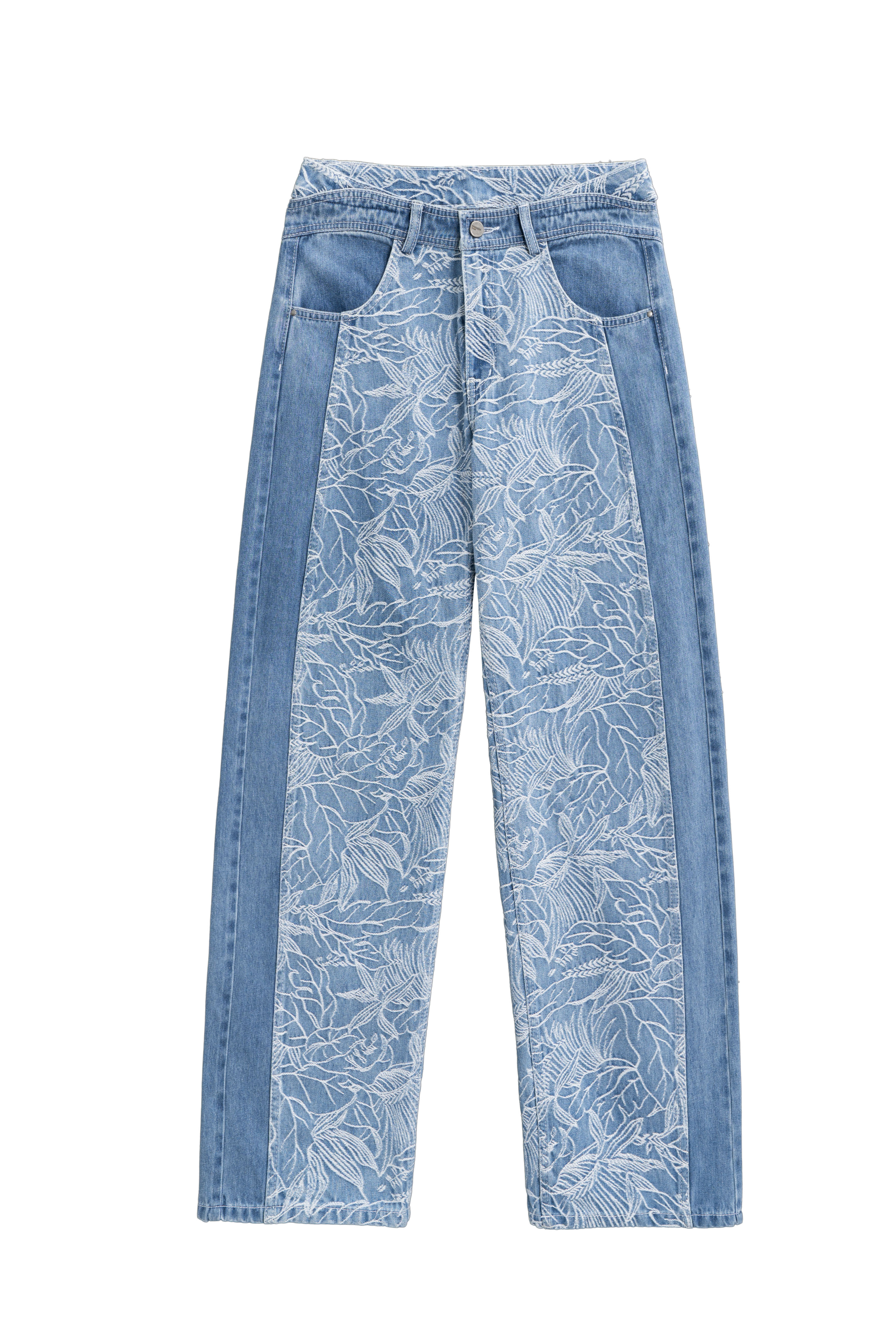 Джинсы с растительным орнаментом