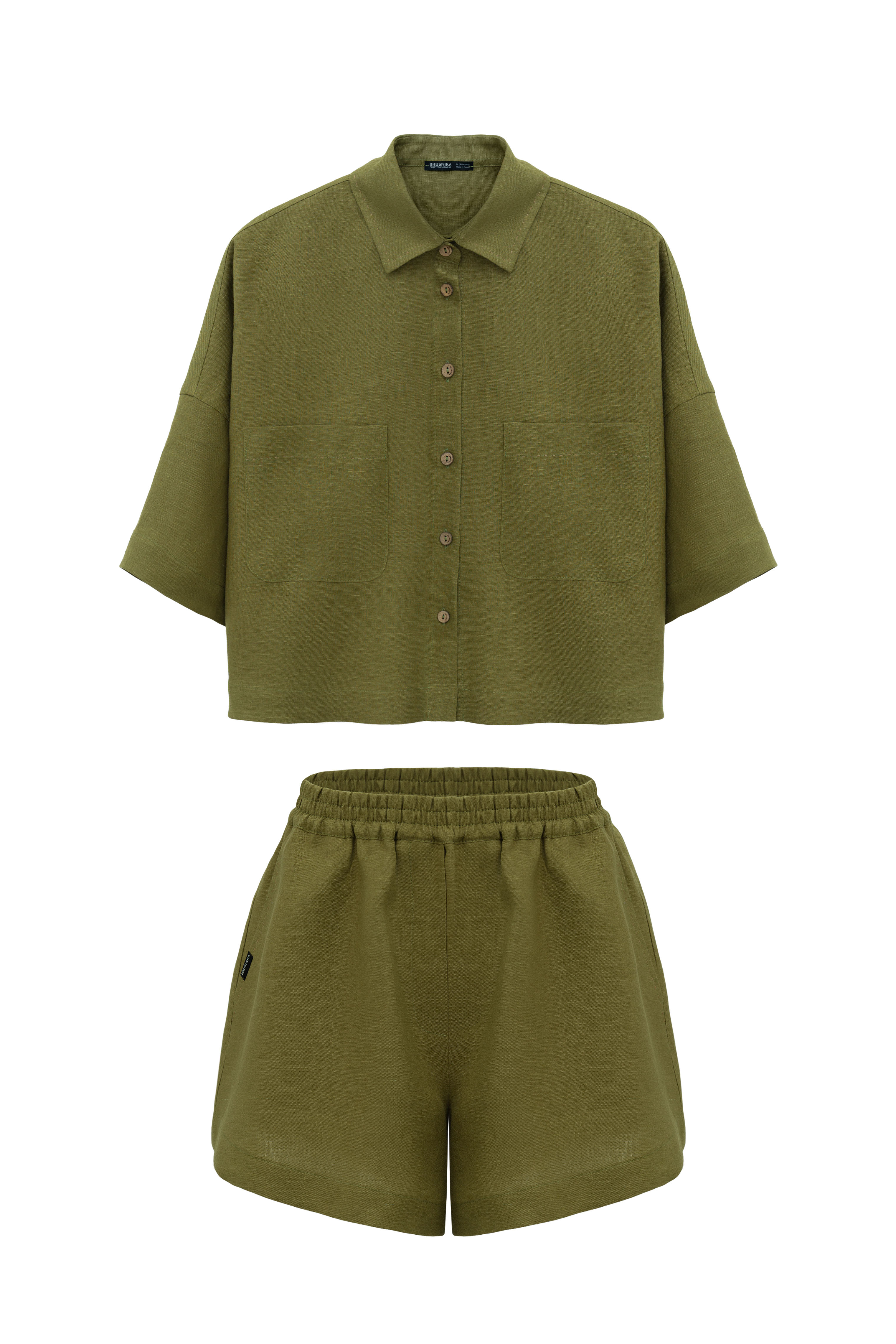 Костюм из 100% льна из рубашки и шорт