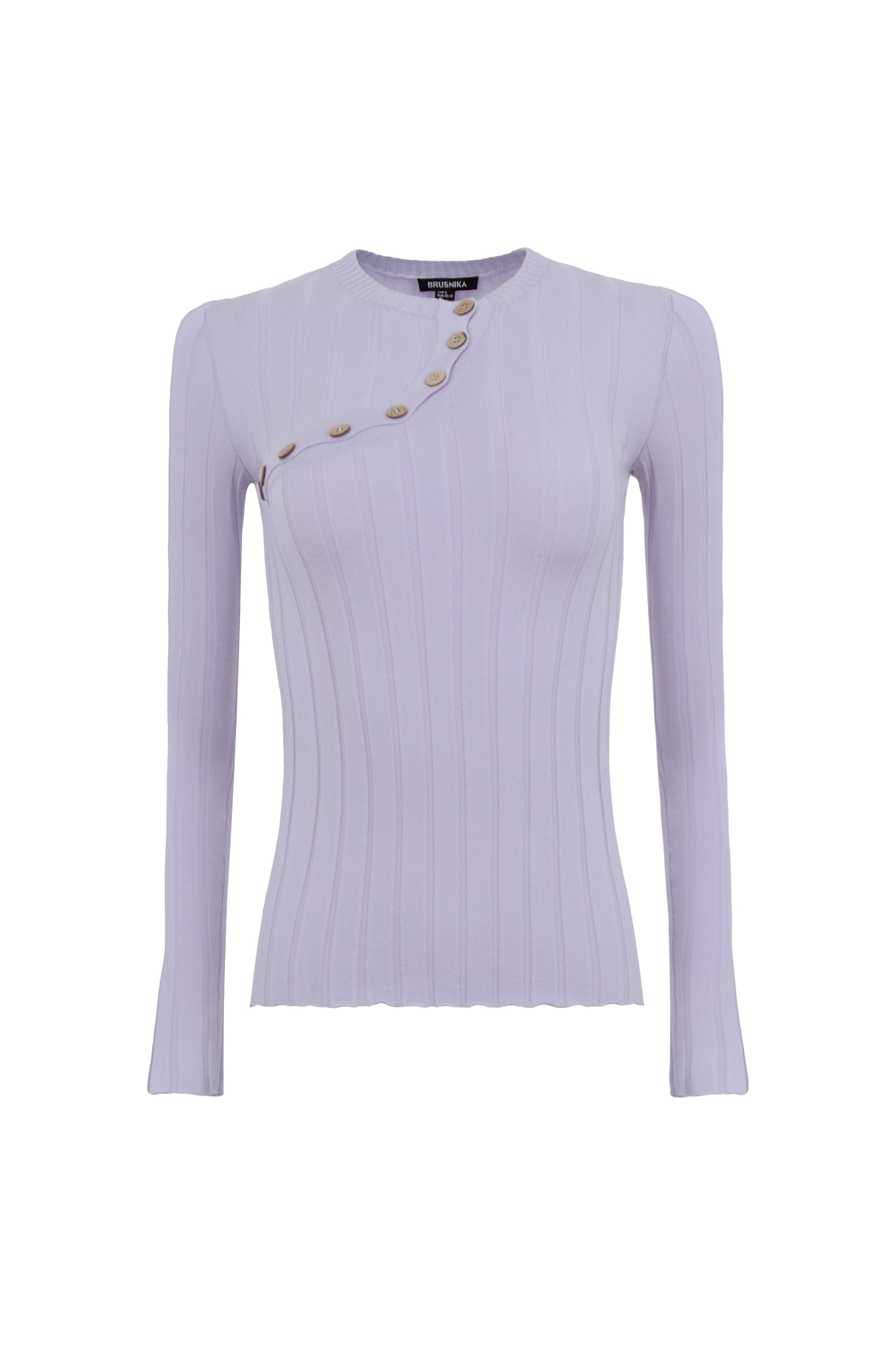 Водолазка из вискозы. Модель с асимметричной застежкой на пуговицы и длинными рукавами.