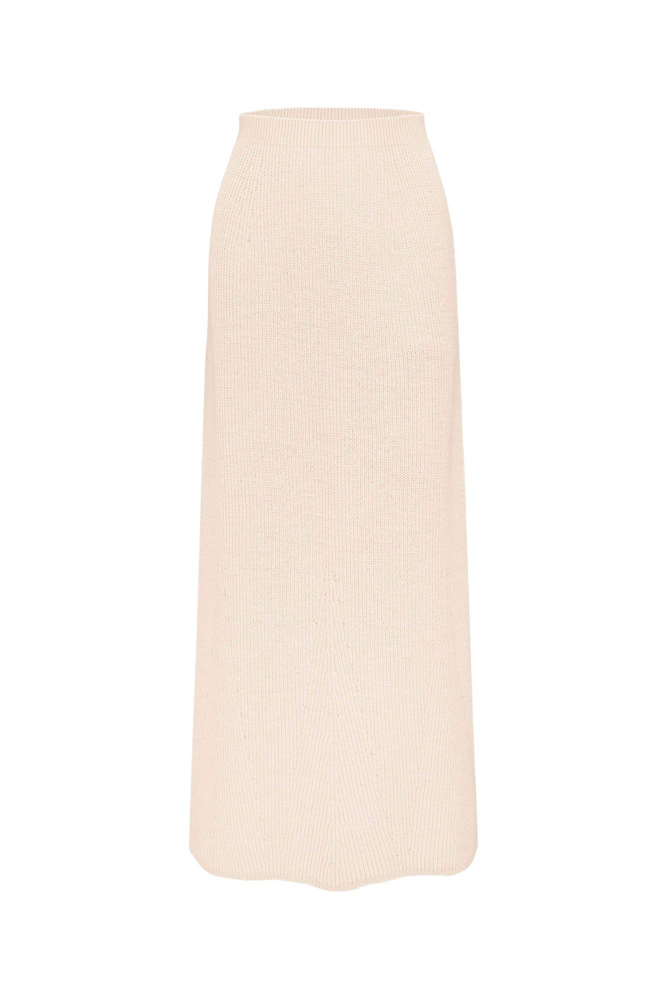 Трикотажная юбка длины макси из хлопка с добавлением вискозы. Модель свободного силуэта с эластичным поясом в рубчик. Дополнить образ можно жилетом в таком же стиле.