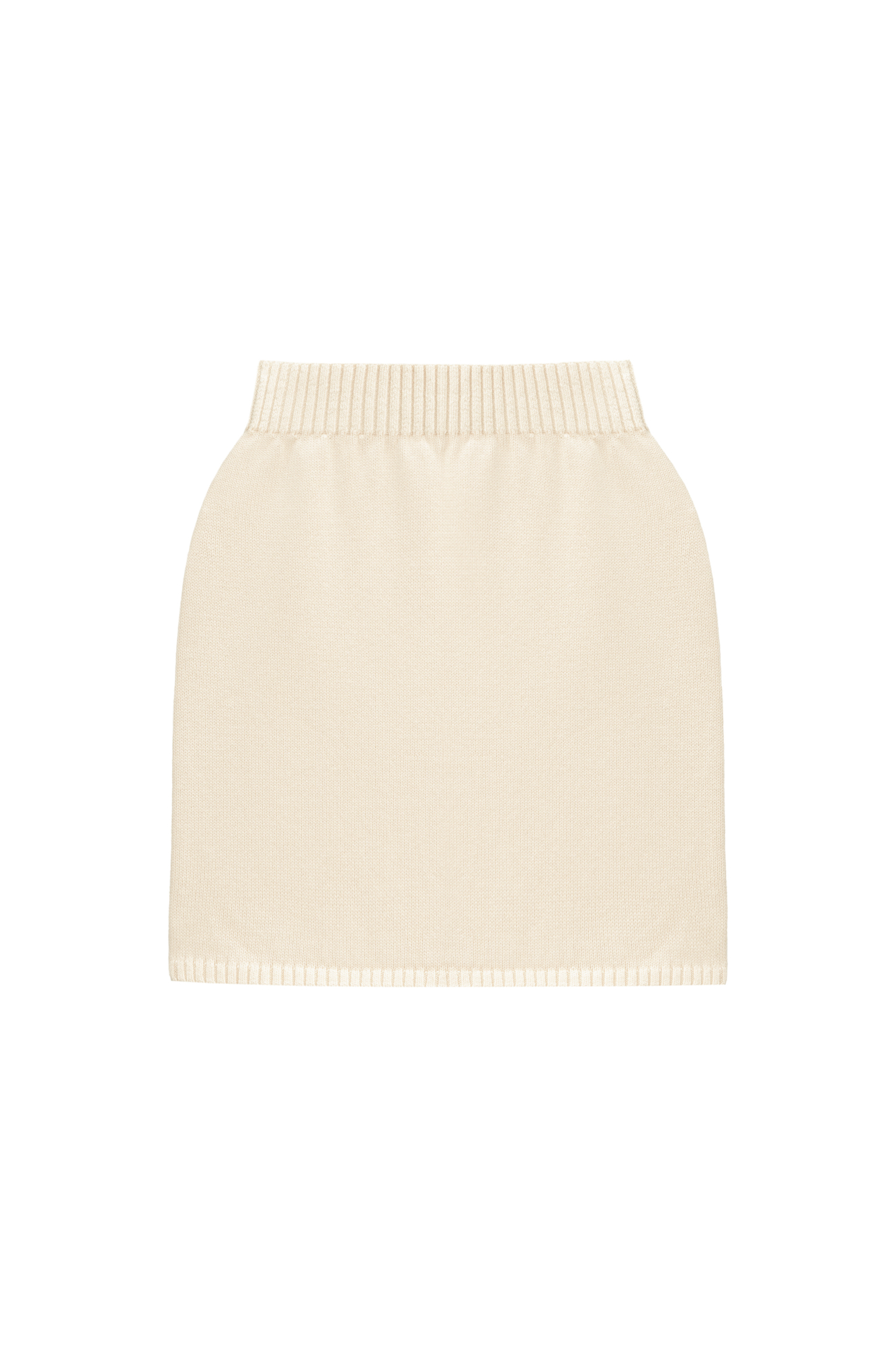 Трикотажная юбка длины мини из 100% хлопка. Модель приталенного силуэта с эластичным поясом в рубчик.