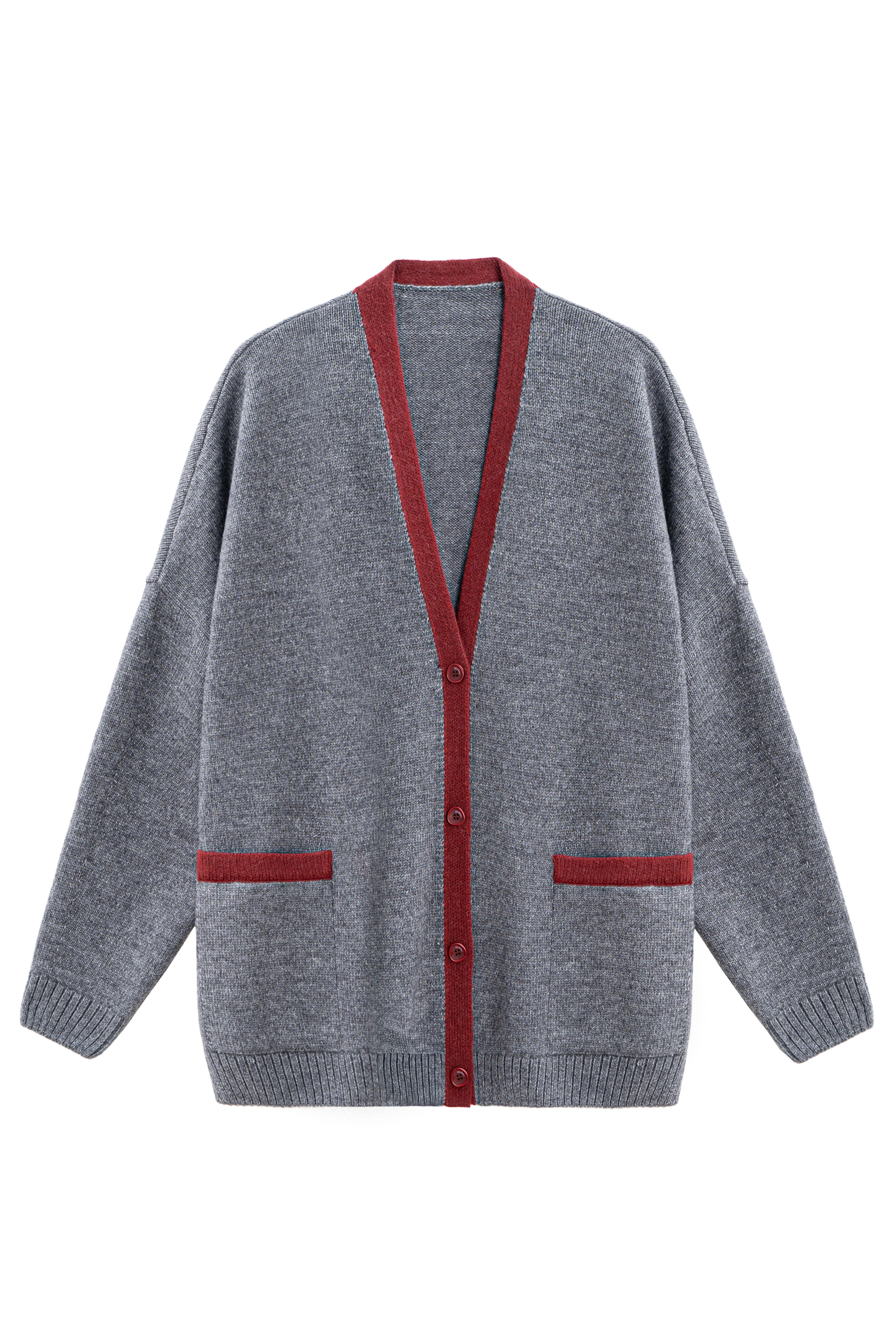 Кардиган из шерсти альпака с контрастной планкой