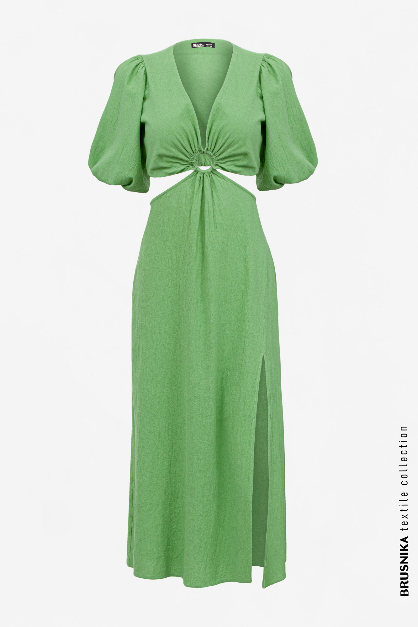 Платье из 100% хлопка с разрезами по бокам и кольцом на груди 