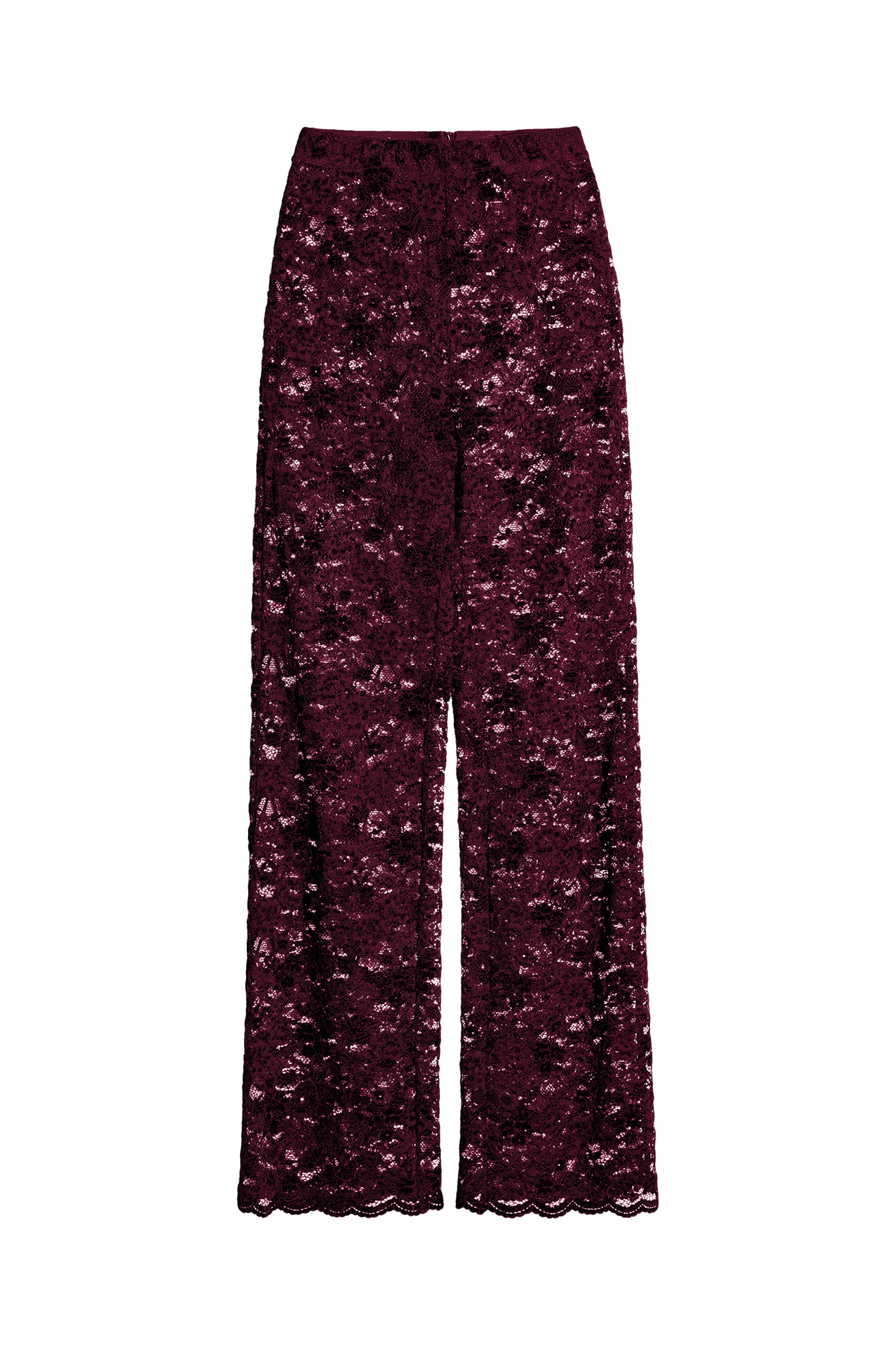 Кружевные брюки прямого силуэта. Модель с эластичным поясом на резинке. Изделие без подкладки.
