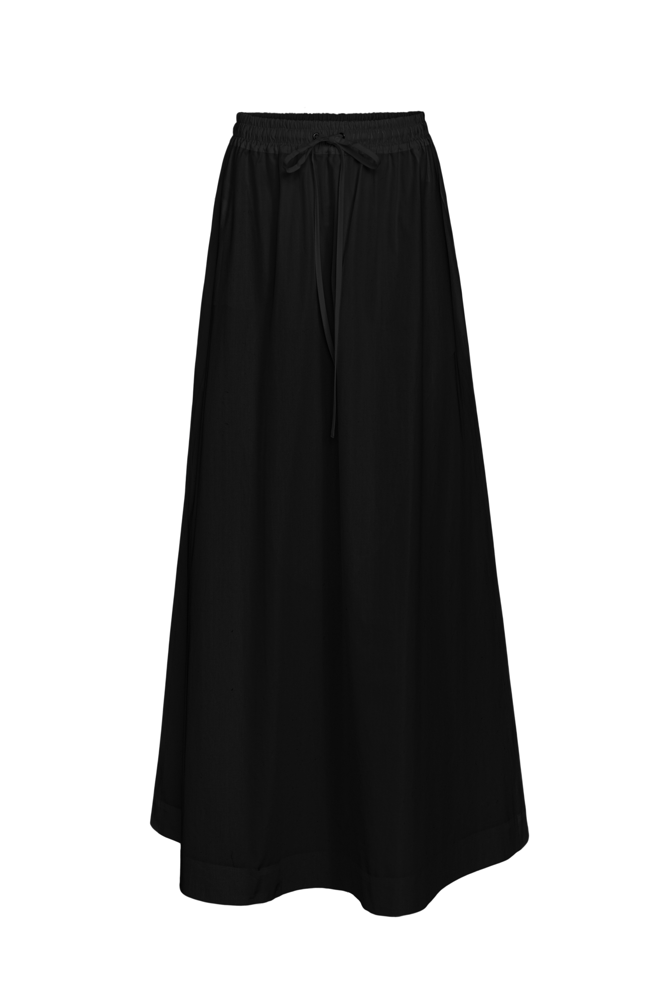 Хлопковая юбка длины макси. Модель прямого кроя, с эластичным поясом на кулиске и карманами. 