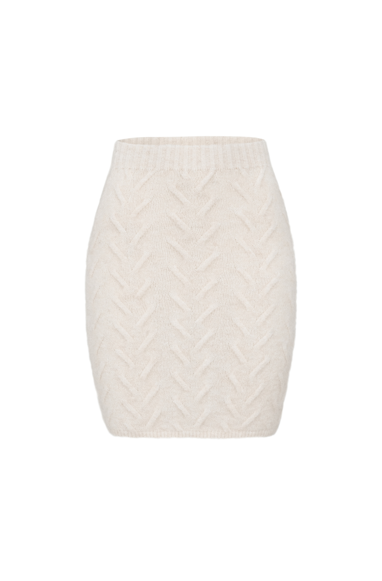 Трикотажная юбка длины мини из шерсти альпака с эластичным поясом в рубчик.
