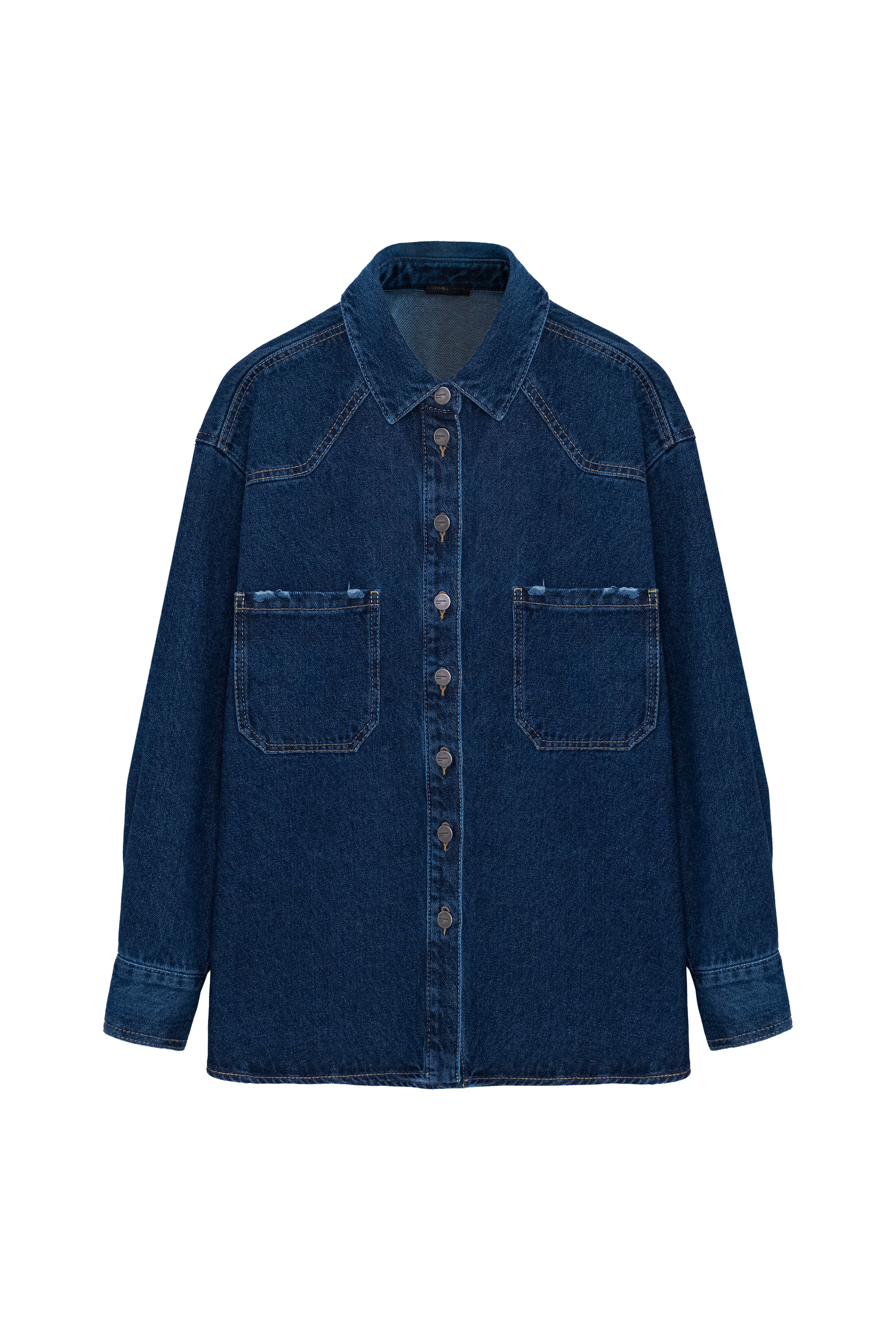 Джинсовая рубашка с накладными карманами