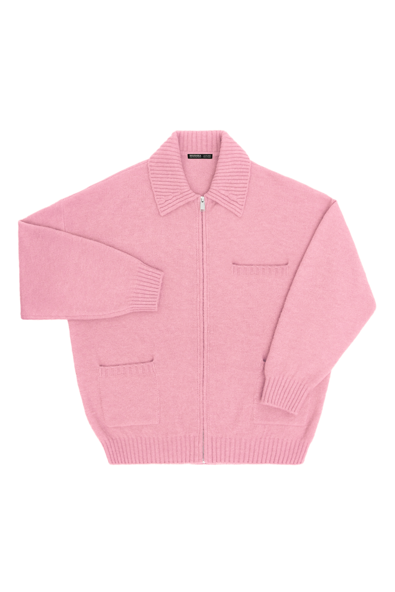 Трикотажный бомбер из шерсти с добавлением мохера. Модель свободного силуэта&nbsp;&nbsp;со спущенной линией плеча, отложным воротником и накладными карманами. Застежка на молнию. Изделие без подкладки.