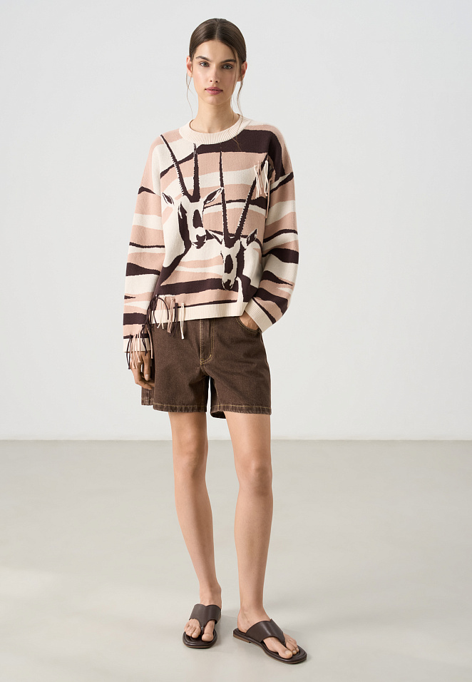 Хлопковый джемпер с жаккардовым узором