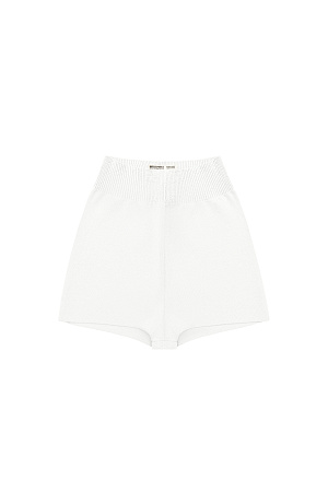белый Трикотажные шорты мини из вискозы с эластичным поясом в рубчик.
