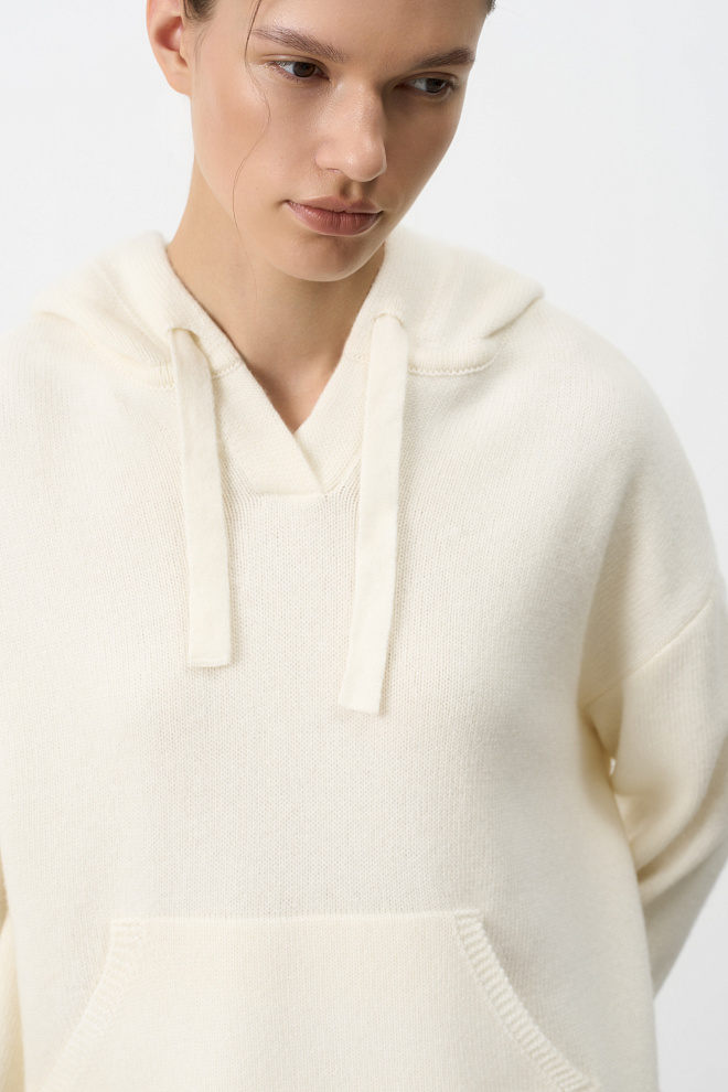 Трикотажное худи с кашемиром 