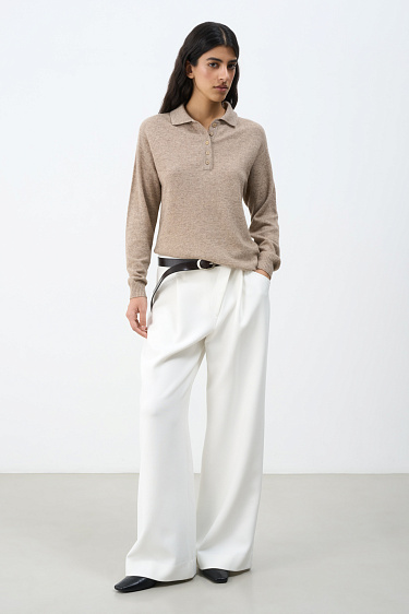 Джемпер из кашемира и шерсти с воротником поло