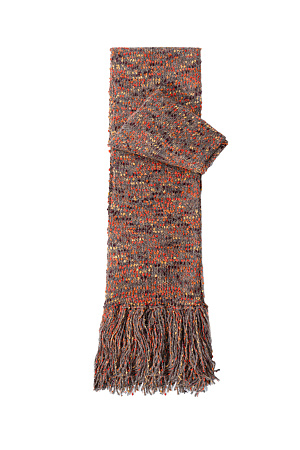 коричневый Трикотажный шарф из буклированной пряжи с длинной бахромой.