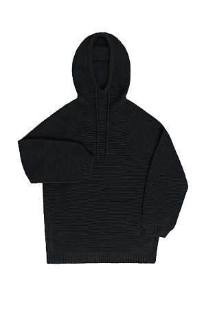 черный Трикотажное худи из смесовой шерсти. Модель свободного силуэта со спущенным плечом и капюшоном на кулиске. Края изделия в рубчик.