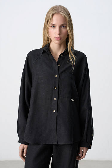 Рубашка из 100% льна с рукавом реглан