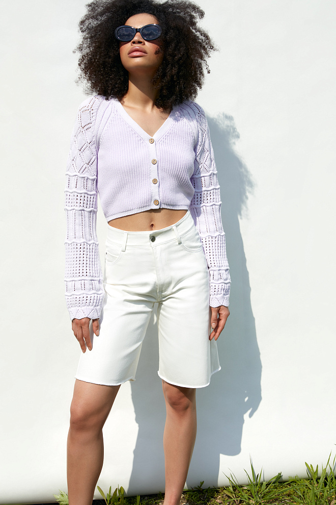 Хлопковый кардиган с вывязанными рукавами