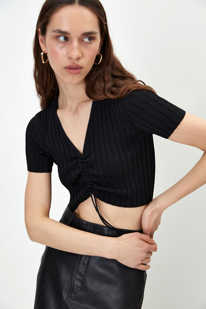 Трикотажный топ с кулиской