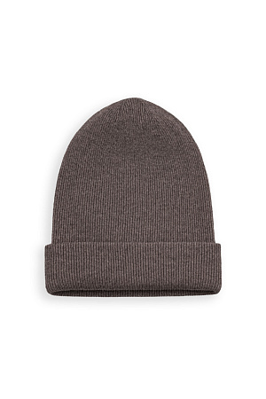 коричневый Трикотажная шапка из кашемира и шерсти. Модель с подворотом