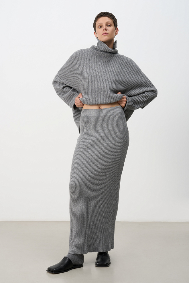 Юбка в рубчик из кашемира и шерсти 