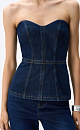 Джинсовый корсет из 100% хлопка. Модель имеет фактурный лиф и расклешеннный книзу силуэт. Изделие&nbsp;&nbsp;декорировано строчкой контрастного цвета. Застежка на молнию сзади.