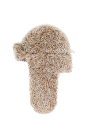 бежевый Шапка-ушанка с широким отворотом. Модель выполнена из экомеха. На подкладке.