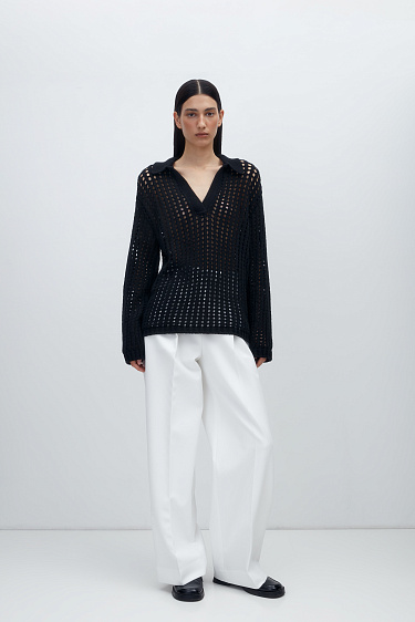 Хлопковый джемпер в сетку