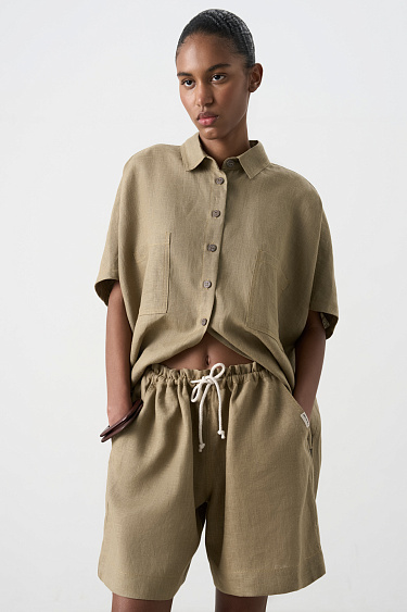 Льняные шорты на кулиске