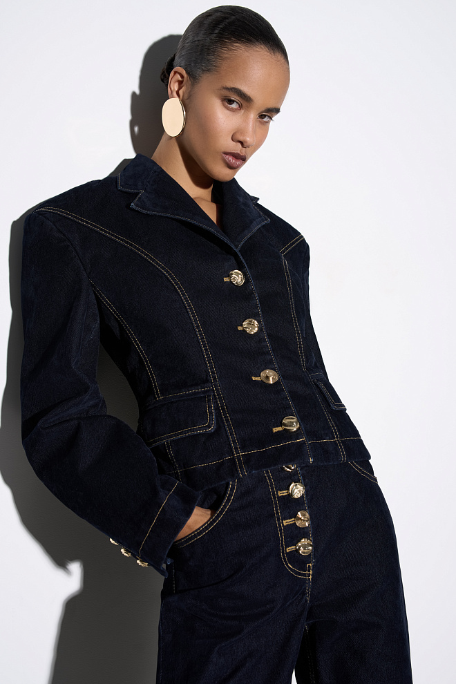 Джинсовый жакет с эффектом бархата