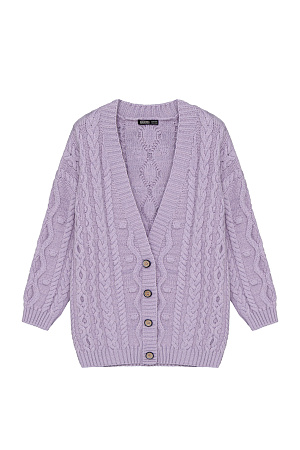 сиреневый Трикотажный кардиган из шерсти альпака. Модель свободного сиэлута <br />
с V-образным вырезом.