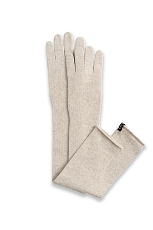 бежевый Трикотажные длинные перчатки из смесовой шерсти с добавлением кашемира.